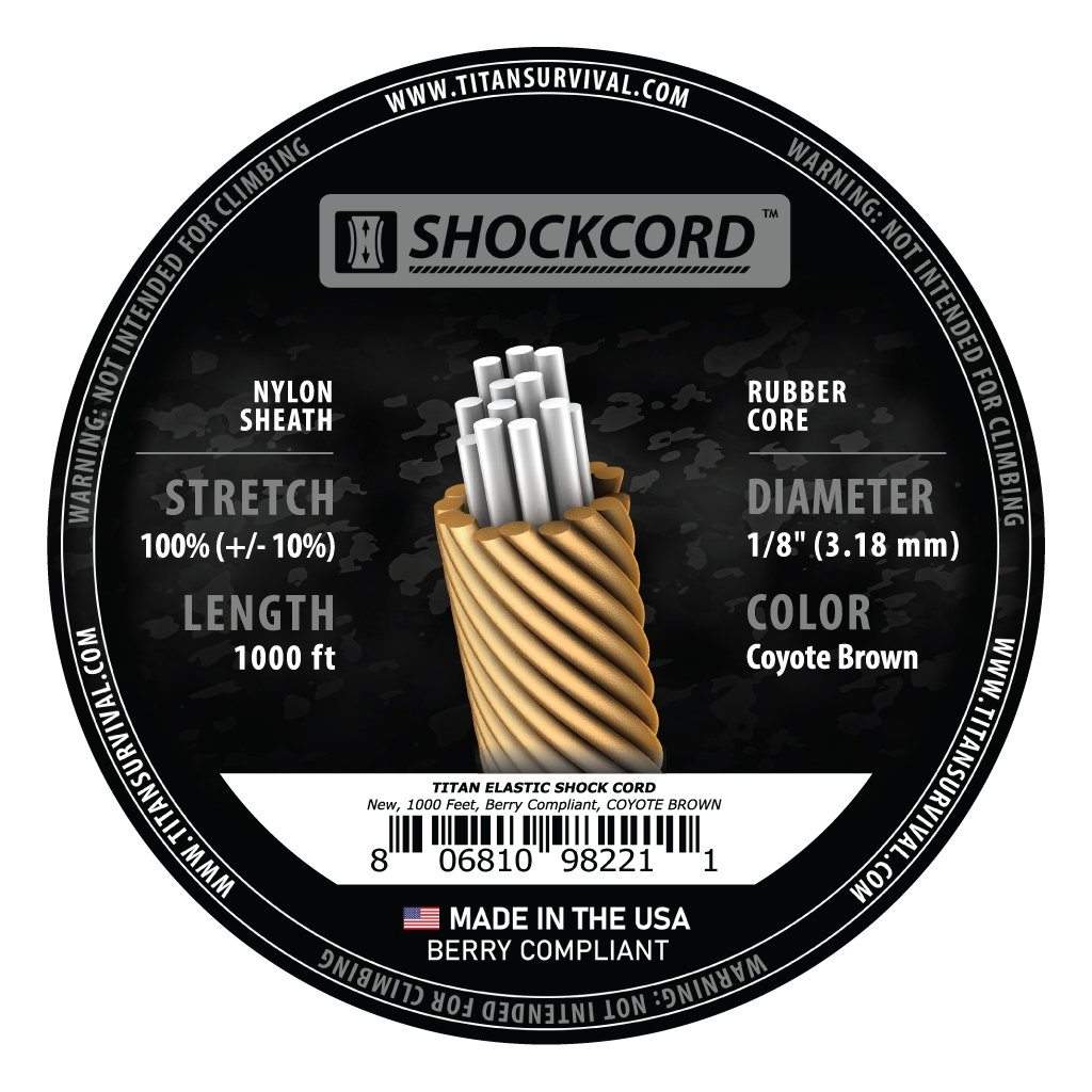 ShockCord, 1000 FT MIL-SPEC Spool | 1/8" Diameter, Coyote Brown - Image 2