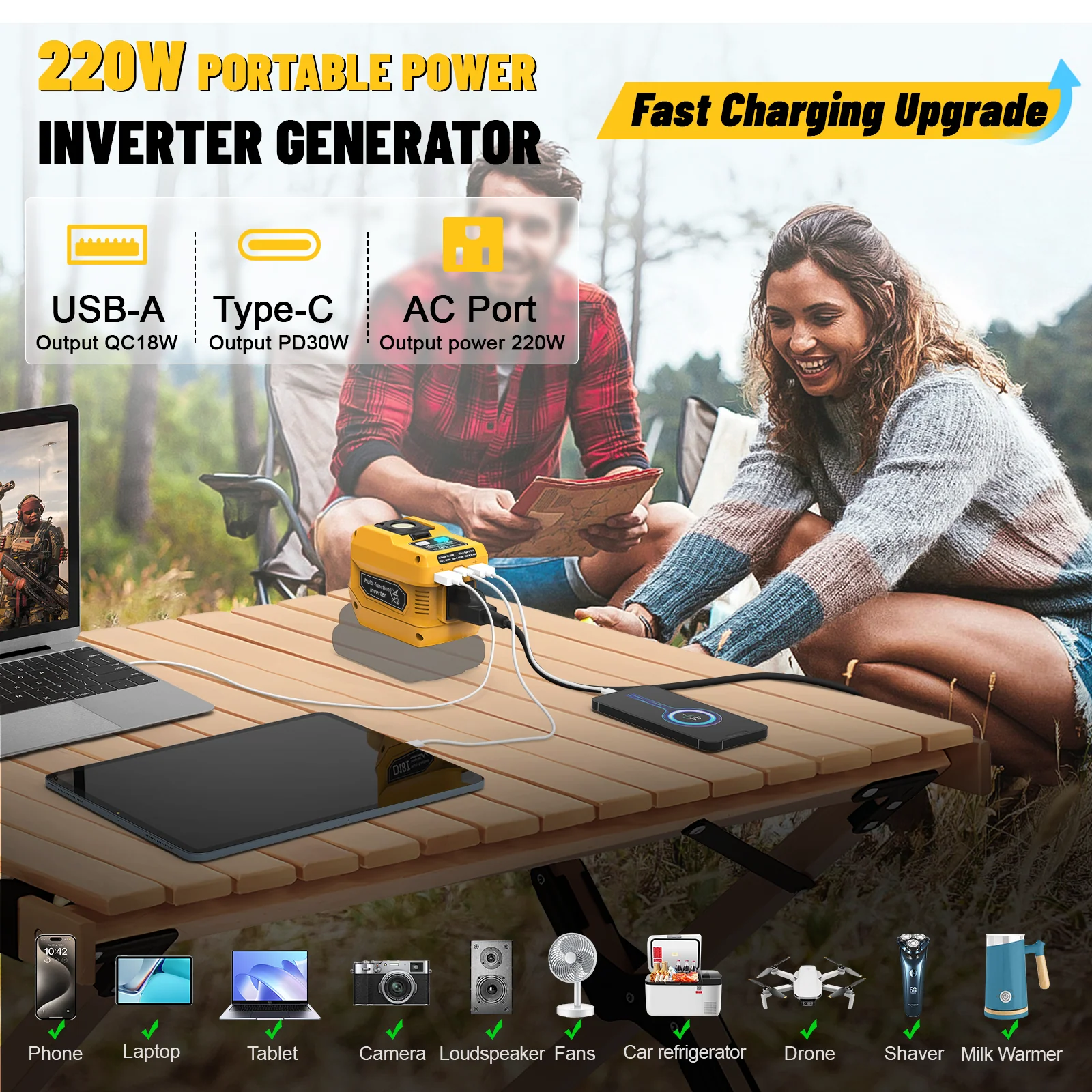 220W Power Inverter Compatible with DeWalt 20V/18V Batteries - Image 5