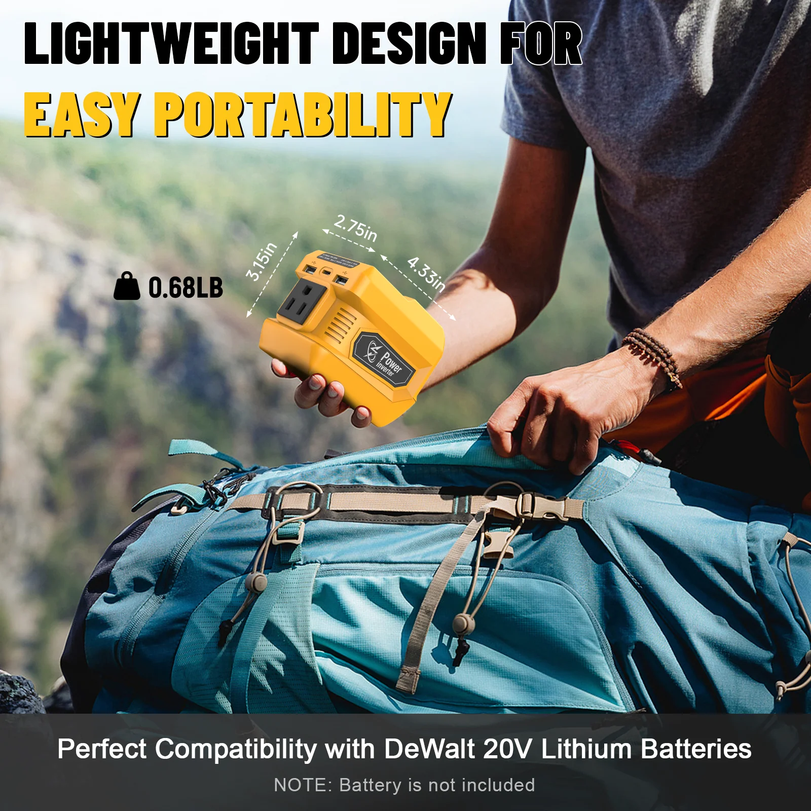 220W Power Inverter Compatible with DeWalt 20V/18V Batteries - Image 7