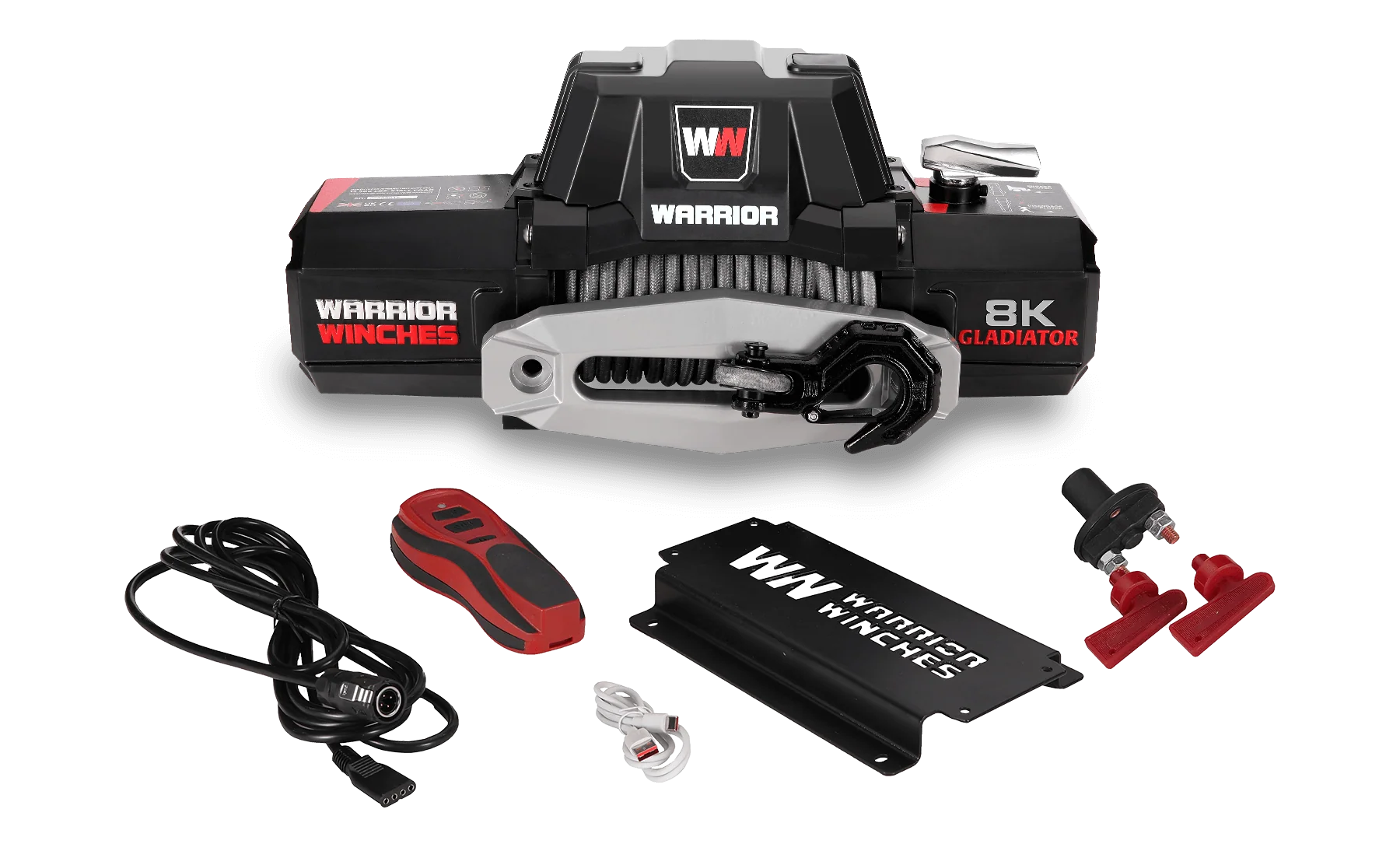 Gladiator F-Type 8,000lb 12v Electric Winch - Synthetic Rope - Image 4