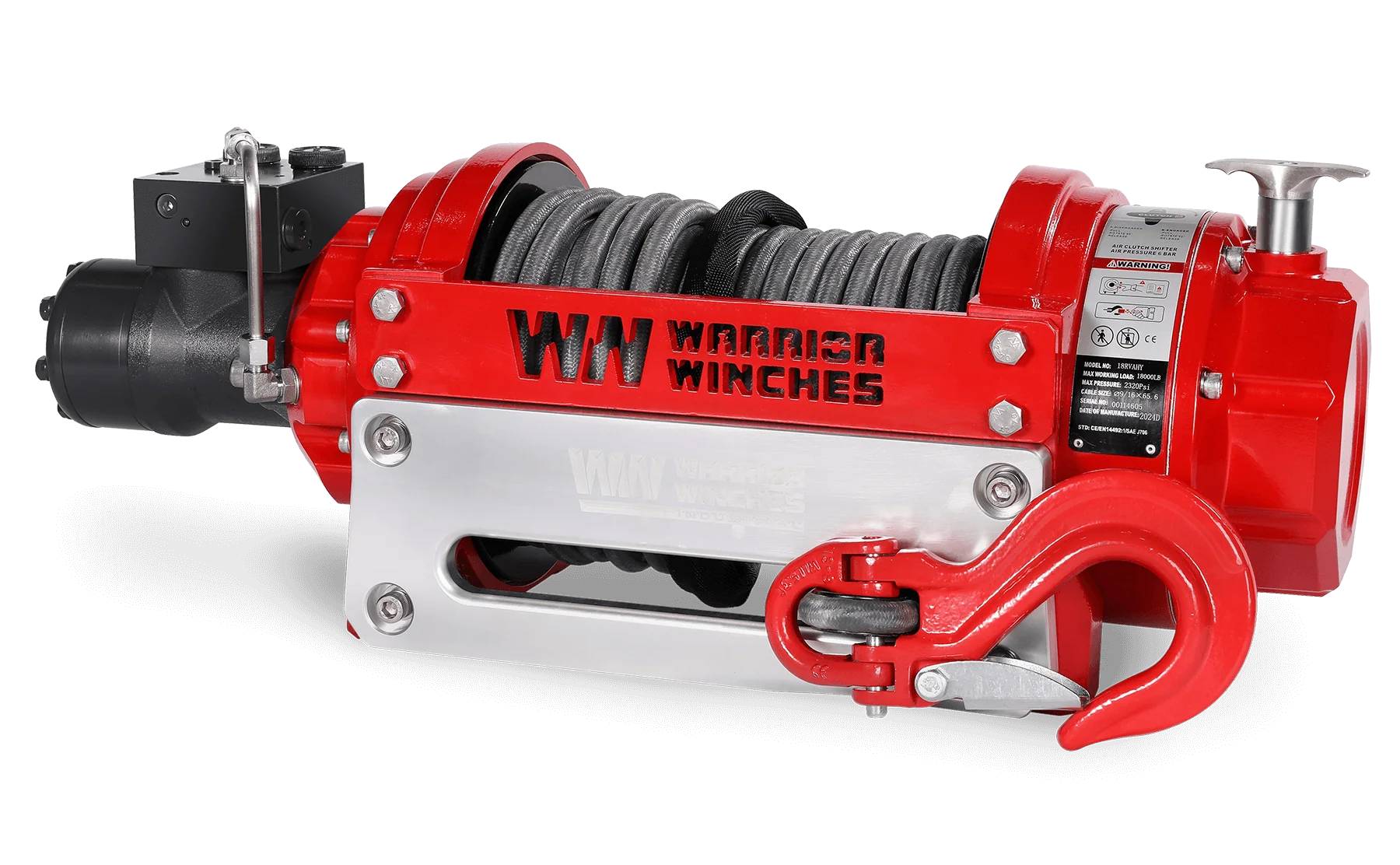 RV18 18,000lb (8.1 Ton) Industrial Hydraulic Winch - Synthetic Rope - Image 3