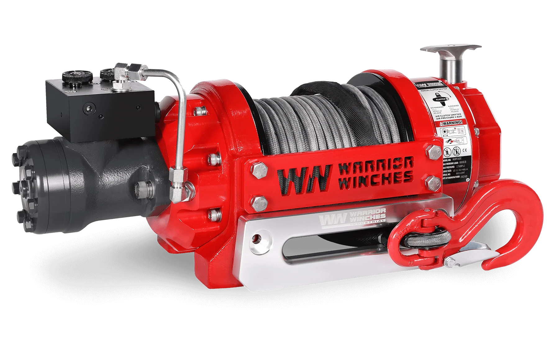 RV8 8,000lb (3.6 Ton) Hydraulic Short Drum Winch - Synthetic Rope