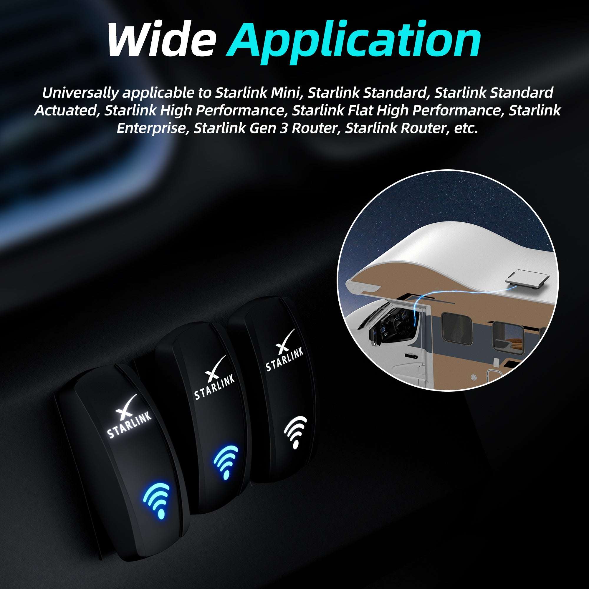Starlink Rocker Switch 12V 24V 20A Laser Etched ON OFF Switch with Jumper Cables - Image 2