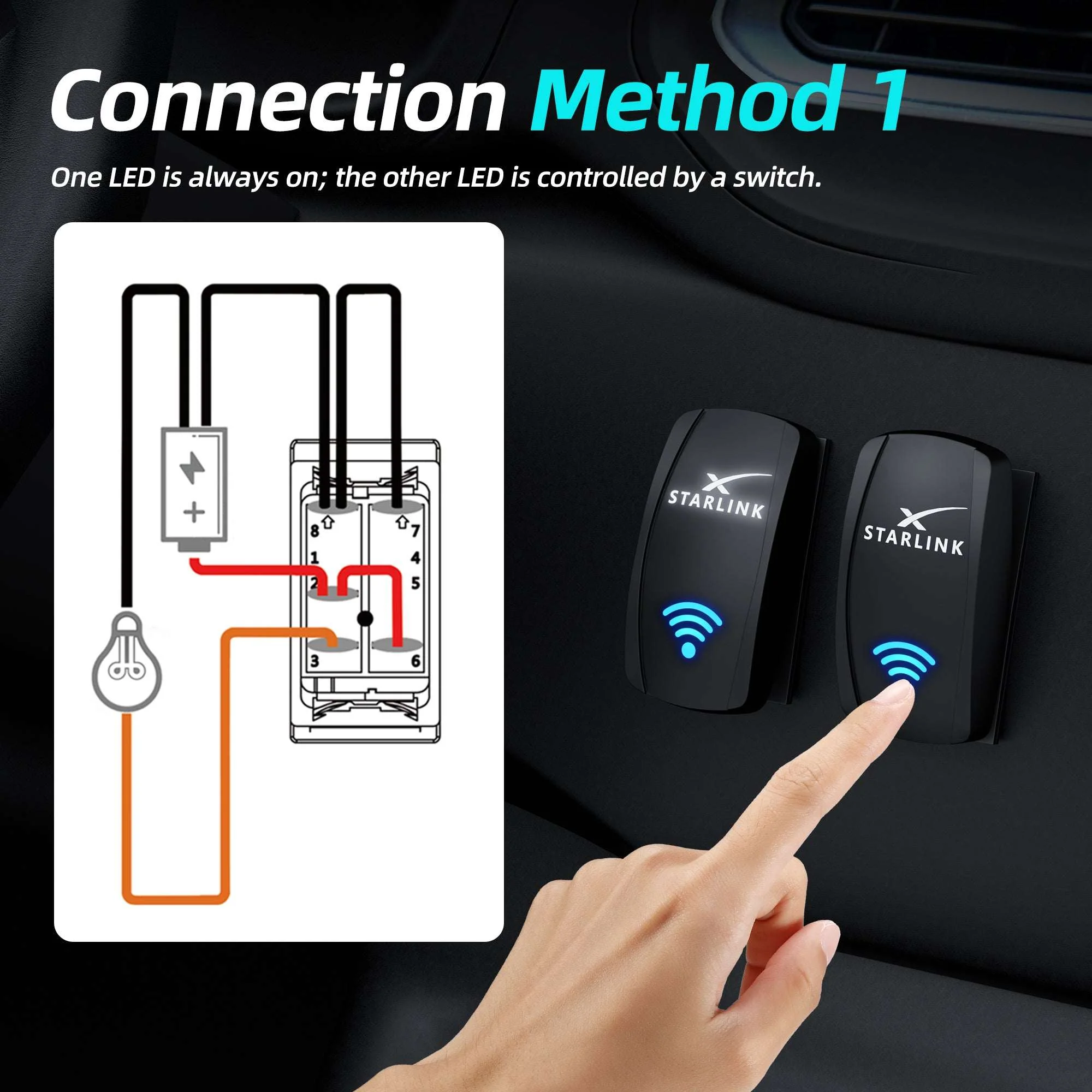 Starlink Rocker Switch 12V 24V 20A Laser Etched ON OFF Switch with Jumper Cables - Image 5