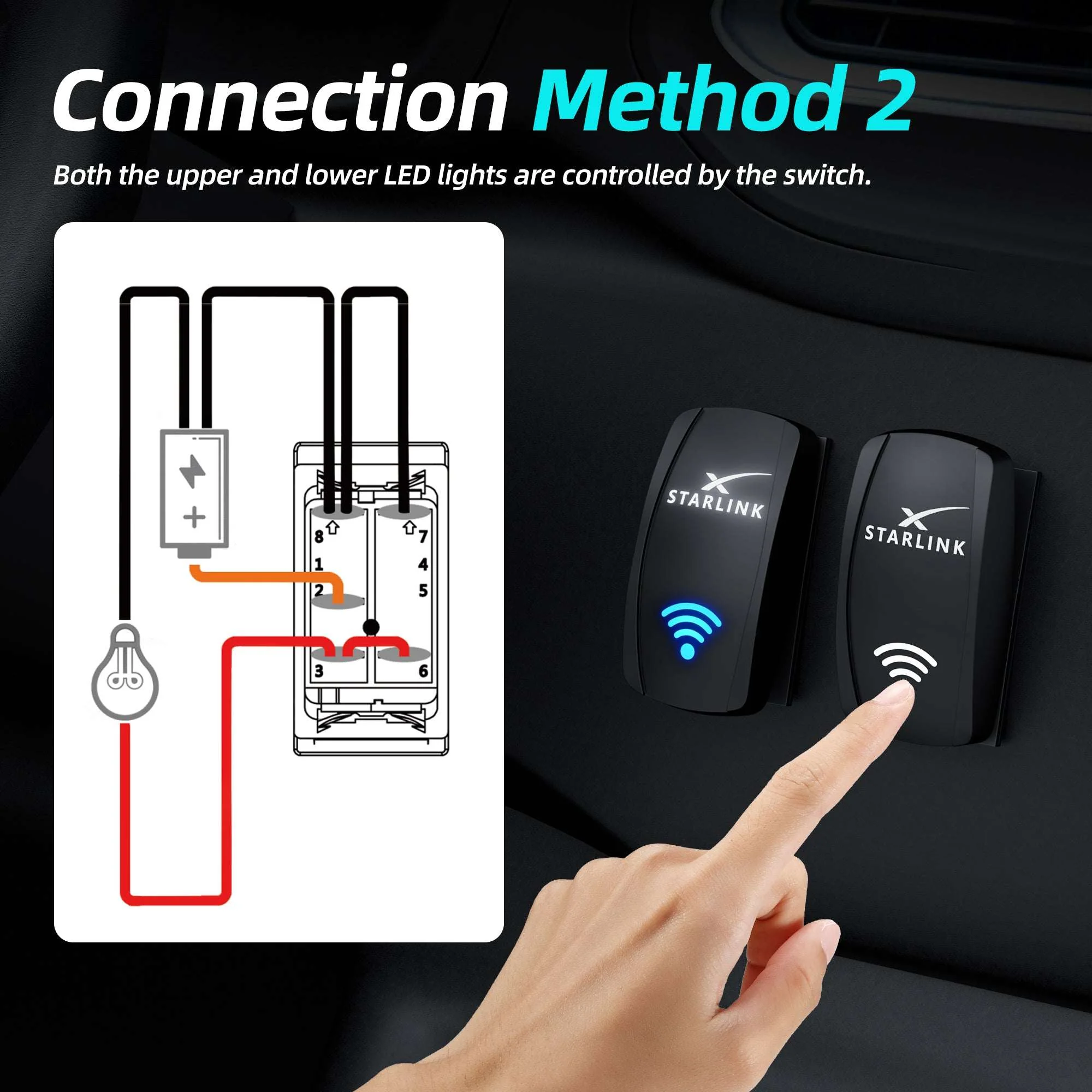 Starlink Rocker Switch 12V 24V 20A Laser Etched ON OFF Switch with Jumper Cables - Image 6