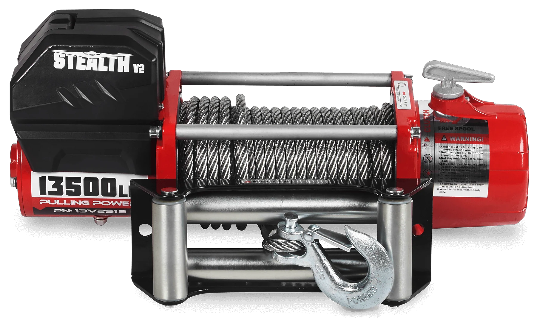 Stealth 13,500lb 12v Electric Winch - Steel Rope - Image 2
